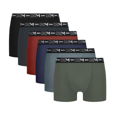 Afbeelding van DIM Katoenen stretch, ademend, optimale grip, X6, boxershorts voor heren (6 stuks), Zwart/Grijs/Groen/Blauw/Rood