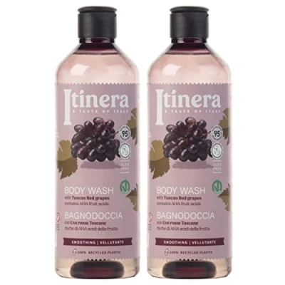 Afbeelding van ITINERA Gladmakende Body Wash met Toscaanse rode druiven, 95% natuurlijke ingrediënten, 370 ml (2 stuks)