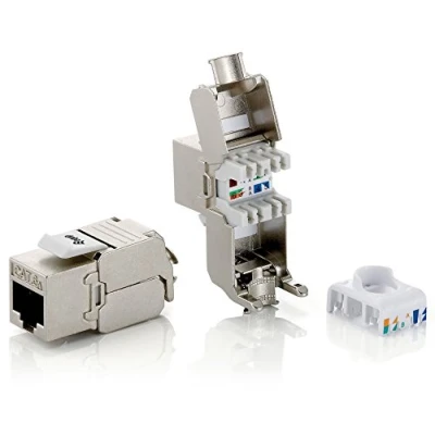 Afbeelding van equip 1Set gelijk aan 8 JacksKeystone Jack Cat.6A volledig afgeschermde aansluiting zonder gereedschap (Keystone module), Netwerk accessoires