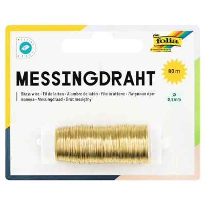 Afbeelding van folia 79465 messing draad, goudkleurig, 1 spoel 0,3 mm x 80 m, ideaal voor knutselwerk, bloemstukken en sieraden