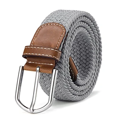 Afbeelding van Riem van rekbare stof, gevlochten, elastisch, voor dames en heren, lengte 100 cm tot 120 cm, Lichtgrijs