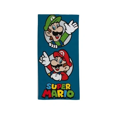Afbeelding van hermet Super Mario badstof strandhanddoek, 100% katoen, 70 x 140 cm, licht, sneldrogend, officieel