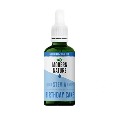 Afbeelding van Modern Nature Vloeibare stevia drops Cake Smaak Zero Calorieën en Suikervrij Keto Vegan Diet Smaakdruppels voor koffie, eiwitten, pap, yoghurt zoetstof, 50 ml