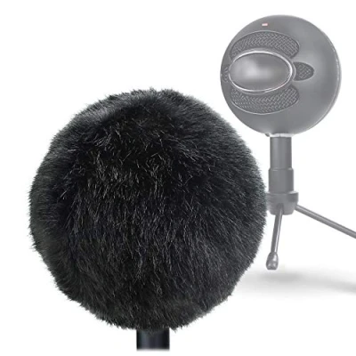 Afbeelding van YOUSHARES Bont voorruithoes gepersonaliseerde popfilter voor microfoon, windscherm ter verbetering van de geluidskwaliteit Blue Snowball ICE (zwart)