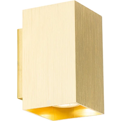 Afbeelding van QAZQA Moderne wandlamp goud vierkant 2 lichts Sandy