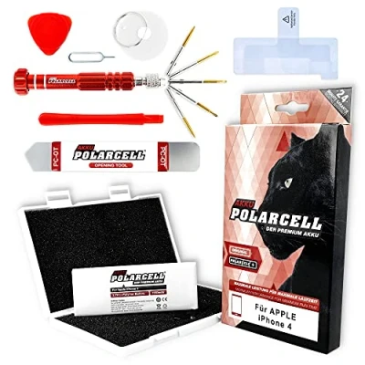 Afbeelding van PolarCell batterij voor Apple iPhone 4 4G Gereedschap inbegrepen in de professionele set Krachtige 1550 mAh reservebatterij 10% meer capaciteit dan originele A1332 A1349