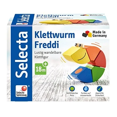 Afbeelding van Selecta Spielzeug Speelfiguur Klittenbandworm Freddi 16 Cm Hout 5 delig