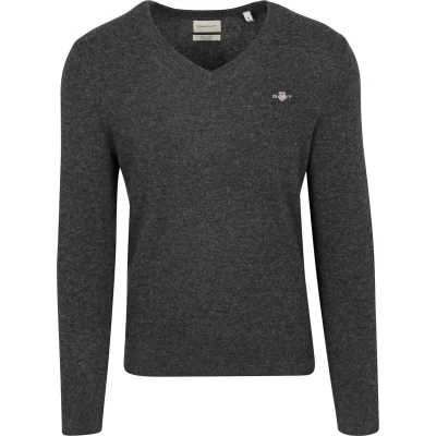 Afbeelding van GANT V NECK Trui, Heren, Maat: 3XL, Dark charcoal melange