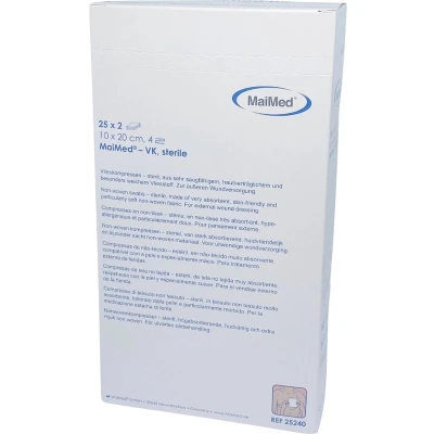 Afbeelding van MaiMed non woven steriele gaascompressen 10cm x 20cm Per 2 stuks steriel verpakt 25x2