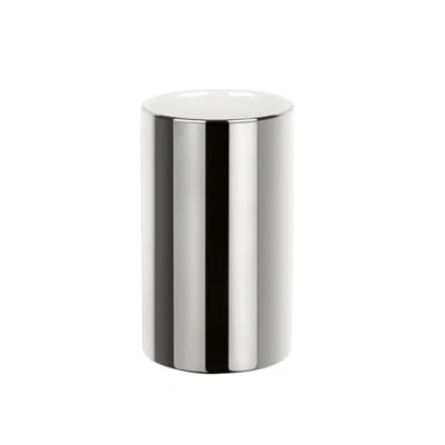 Afbeelding van Spirella Badkamer drinkbeker/tandenborstelhouder Sienna porselein glans zilver 7 x 11 cm