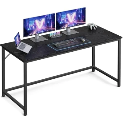 Afbeelding van VASAGLE bureau, tafel, werkplek, voor kantoor, slaapkamer, 60 x 140 76 cm, industriële stijl, metalen frame, hout zwart en inkt LWD043B56