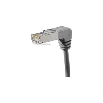 Image de Cordon RJ45 catégorie 6A S/FTP coudé bas gris 0,7 m