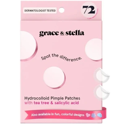 Afbeelding van grace &amp; stella Hydrocolloïdale pleisters en anti usurpatie Hydrocolloid Patch dermatologisch getest, veganistisch, dierproefvrij [rond, 72 stuks]