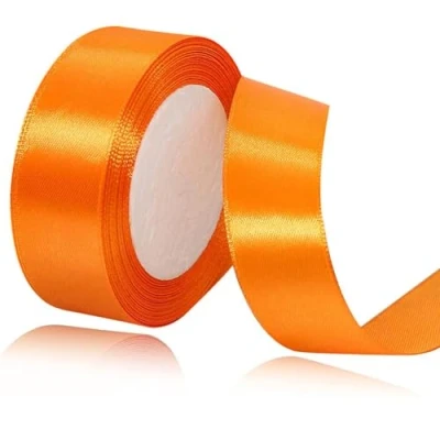 Afbeelding van satijnen lint oranje 4 cm voor jurk, bruiloft, doop en verjaardag, decoratief lint, geschenkverpakking, 22,8 m