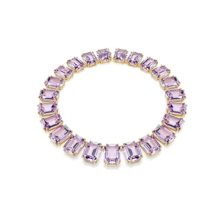 Afbeelding van Swarovski Millenia tennisketting, achthoekige taille, paars, goudkleurig metaal