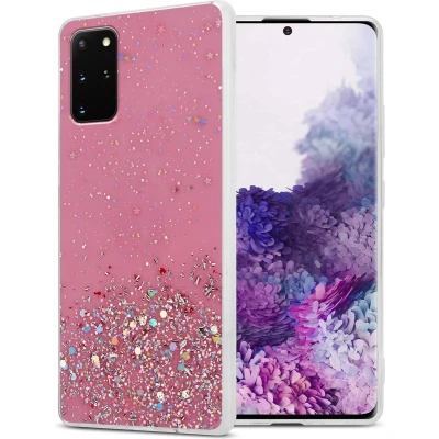 Afbeelding van Cadorabo Hoesje geschikt voor Samsung Galaxy S20 PLUS in Roze met Glitter Beschermhoes van flexibel TPU silicone fonkelende glitters Case Cover Etui