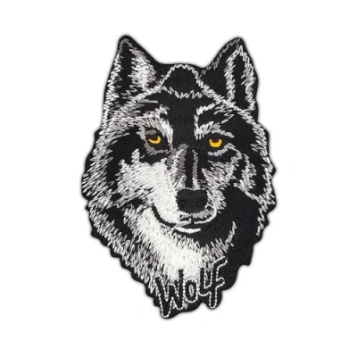 Afbeelding van Patch om op te strijken, wolfskop, zwart/grijs, 7,1 x 10,3 cm