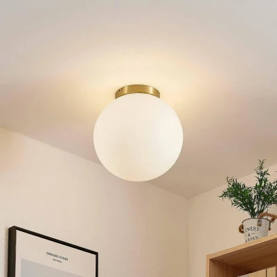 Afbeelding van Lindby plafondlamp 1licht glas, metaal H: 31.5 cm E27 wit