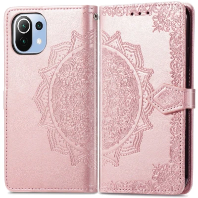Afbeelding van iMoshion Hoesje Geschikt voor Xiaomi Mi 11 Lite (4G) / (5G) 5G NE Met Pasjeshouder Mandala Bookcase Rosé Goud