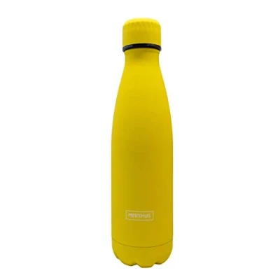 Afbeelding van NERTHUS FIH 612 Dubbelwandige Thermosfles voor Koude en Warme Lekkernijen met Print Geel, 500 ml, BPA vrij, Luchtdichte Sluiting, Roestvrij staal 18/30