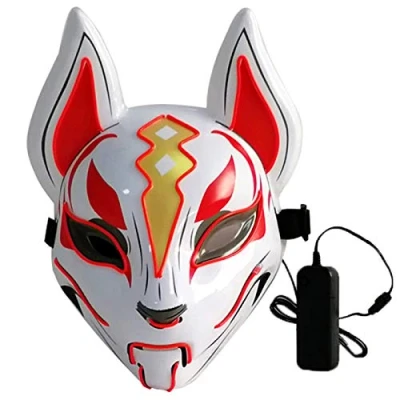 Afbeelding van Lixada 10 kleuren vos volgelaatsmasker neon Halloween party lampenkap led donker glanzend cosplay feestmasker kostuum masker