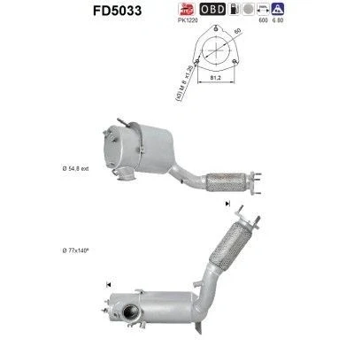 Afbeelding van AS FD5033 Roetfilter Euro 5 Cordieriet VOLKSWAGEN: Sharan II, SEAT: Alhambra II