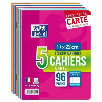Afbeelding van OXFORD Set van 5 geniete notitieboekjes 96 pagina&#039;s seyes 17 x 22 cm 90 g