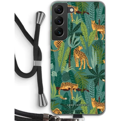 Afbeelding van Case Company® hoesje met Koord geschikt voor Samsung Galaxy S22 Luipaard 2 Telefoonhoesje Zwart Bescherming aan alle Kanten en Over de Schermrand