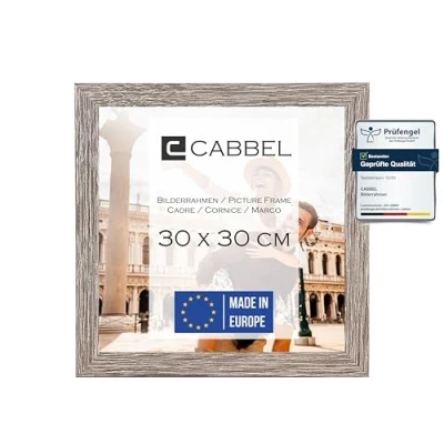 Afbeelding van CABBEL Fotolijst, stabiele mdf houten lijst, onbreekbaar plexiglas, om op te hangen, ideaal voor foto&#039;s/afbeeldingen/collages, donker eikenhout, 30 x cm