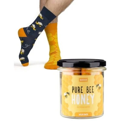 Afbeelding van soxo Honing Grappige damessokken, cadeau voor heren, fantasie, sokken, idee, 2 maten, Honey heren