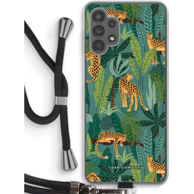 Afbeelding van Case Company® hoesje met Koord geschikt voor Samsung Galaxy A13 4G Luipaard 2 Telefoonhoesje Zwart Bescherming aan alle Kanten en Over de Schermrand