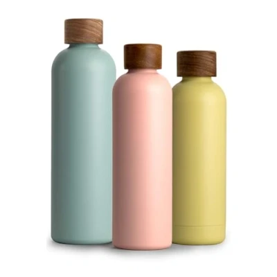 Afbeelding van Roestvrijstalen drinkfles, 750 ml, thermosfles 0,75 l met acaciahouten deksel, geïsoleerde waterfles, lekvrij bij koolzuur, ml nude