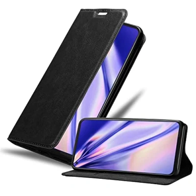 Afbeelding van Cadorabo Hoesje geschikt voor Motorola MOTO G8 POWER LITE in ZWARTE NACHT Beschermhoes met magnetische sluiting, standfunctie en kaartvakje Book Case Cover Etui