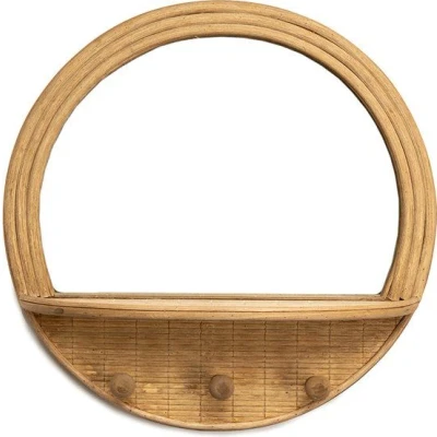 Afbeelding van KidsDepot Wandrek met spiegel en kapstok Rotan D40x10cm