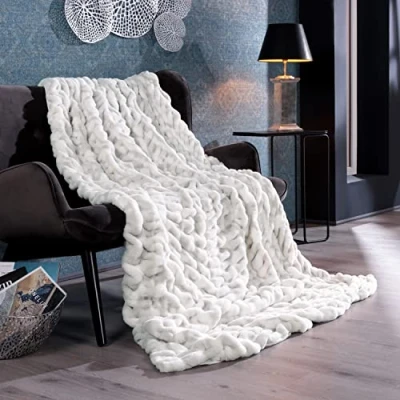 Afbeelding van Delindo Lifestyle Oxford deken van imitatiebont, knuffeldeken kunstbont, 150 x 200 cm, beige crème