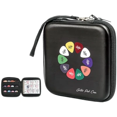 Afbeelding van ProCase Guitar Pick Harde opbergdoos 84 zakken voor plectrumverzamelaars zwart, zwart.