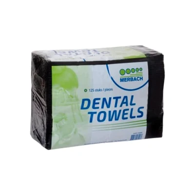 Afbeelding van Dental Towels Zwart Patiënten servetten pak 125 stuks