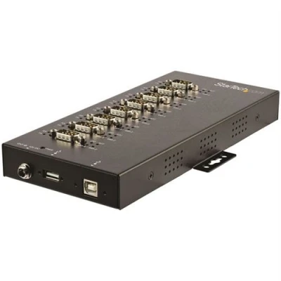 Image de StarTech.com 8 Port Serial Hub USB to RS232/RS485/RS422 Adapter Industrial 2.0 DB9 Converter IP30 Rated Din Rail Mountable Metal 15kV ESD Protection