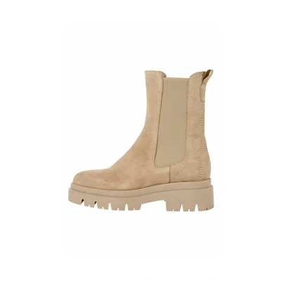 Afbeelding van Tamaris Enkellaarsjes met plateauzool, Dames, Maat: 37, Beige suede Schoenen
