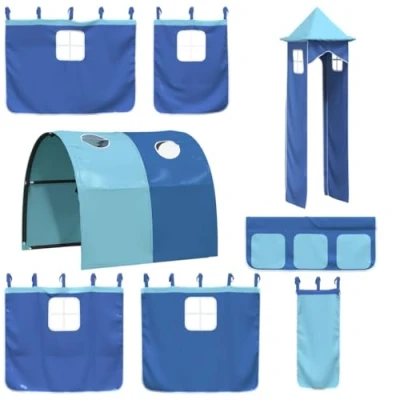 Image de vidaXL Rideaux pour lit mezzanine avec tunnel et tour bleu835920