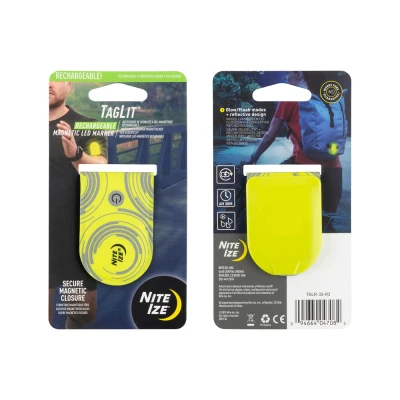 Afbeelding van Nite Ize TagLit Oplaadbare Magnetische Led Markeer Lampje Fluo Geel Ledlampje voor op je T shirt