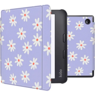 Afbeelding van iMoshion Ereader Cover / Hoesje Geschikt voor Kobo Libra 2 Tolino Vision 6 Design Slim Hard Case Sleepcover Bookcase met stand Flowers Distance