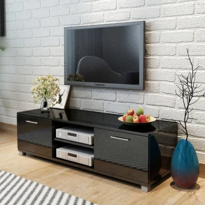 Afbeelding van Tv meubel 120x40,3x34,7 cm hoogglans zwart