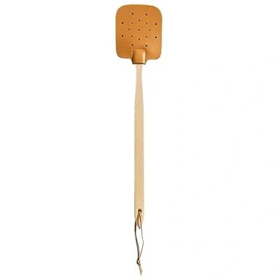 Afbeelding van Chinchilla® Vliegenmepper van hoogwaardig hout met leer, effectieve insectenverdelger voor thuis, insectenracket, muggenbescherming, lengte 46 cm, gemaakt