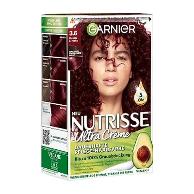 Afbeelding van Garnier Nutrisse Langdurige haarkleur met voedende fruitoliën, houdt 8 weken, ultra crème, donkere kers 36