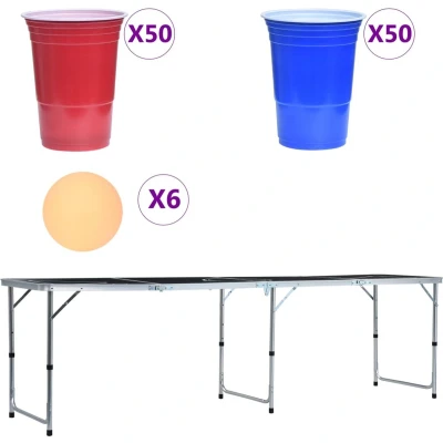 Afbeelding van VidaXL Bierpongtafel met bekers en ballen inklapbaar 240 cm