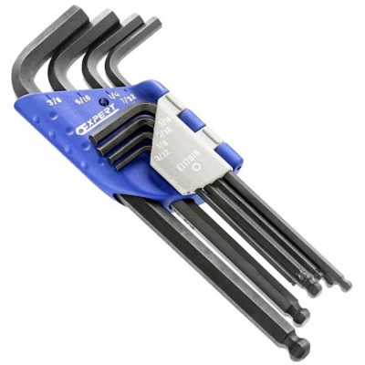 Afbeelding van EXPERT E117816 zeskant inbussleutelset lang met kogelkop 3/32 3/8&quot; 9 delig