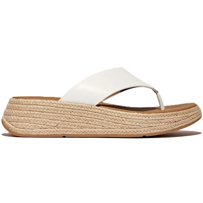 Afbeelding van FitFlop F Mode Espadrille Leather Flatform T/Post Sandals WIT Maat 42
