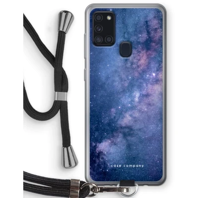 Afbeelding van Case Company® hoesje met Koord geschikt voor Samsung Galaxy A21s Nebula Telefoonhoesje Zwart Bescherming aan alle Kanten en Over de Schermrand