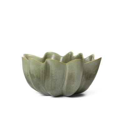 Afbeelding van ferm LIVING Nium kom, groen, Ø 22 cm, keramiek, geglazuurd